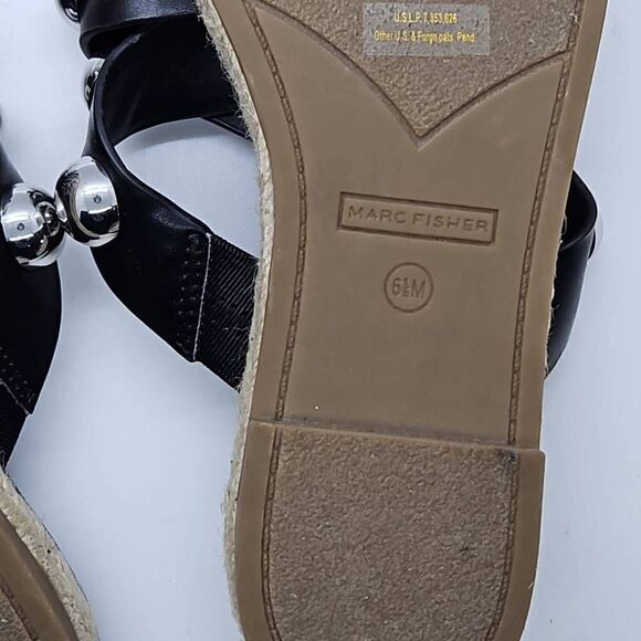 Slip On Studded Espadrille Prisca Sandal Marc Fisher Women Black Size 6.5 - Picture 5 of 7